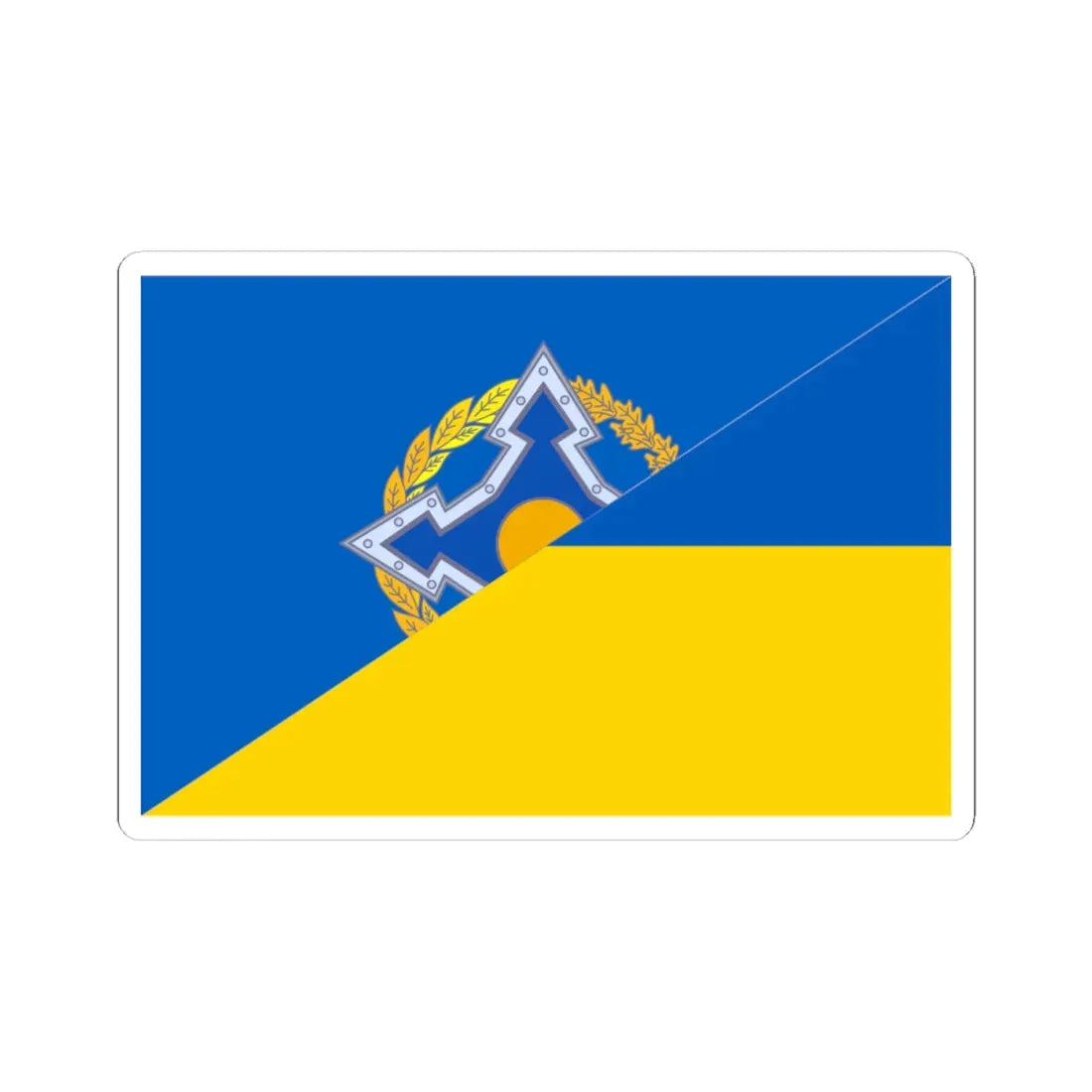 Flag ODKB and Ukraine (Ukraine) STICKER Vinyl Kiss-Cut Decal 4 Inch White - The Sticker Space