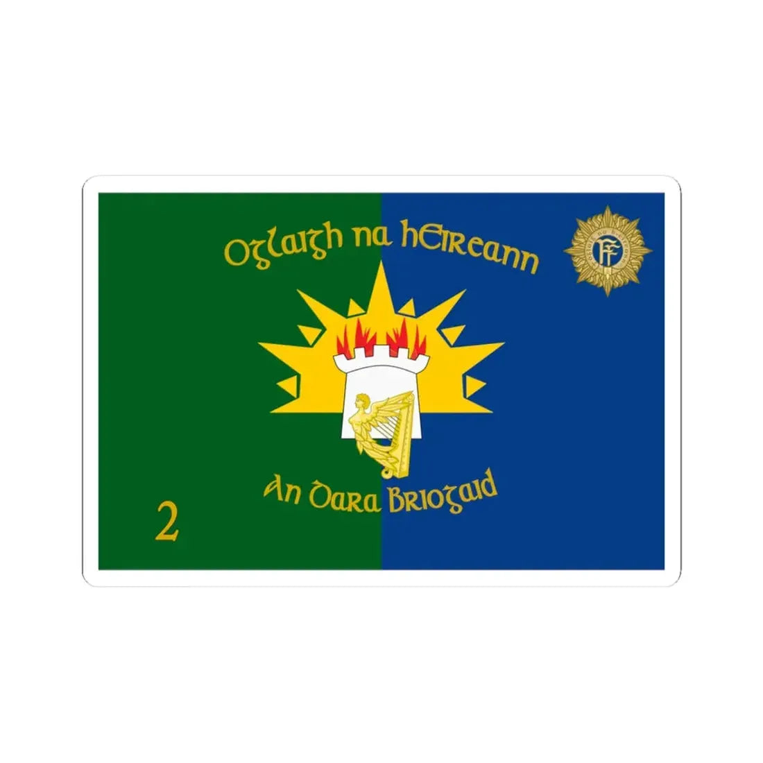 Flag of 2nd Brigade Ireland (Ireland) STICKER Vinyl Kiss-Cut Decal 3 Inch White - The Sticker Space