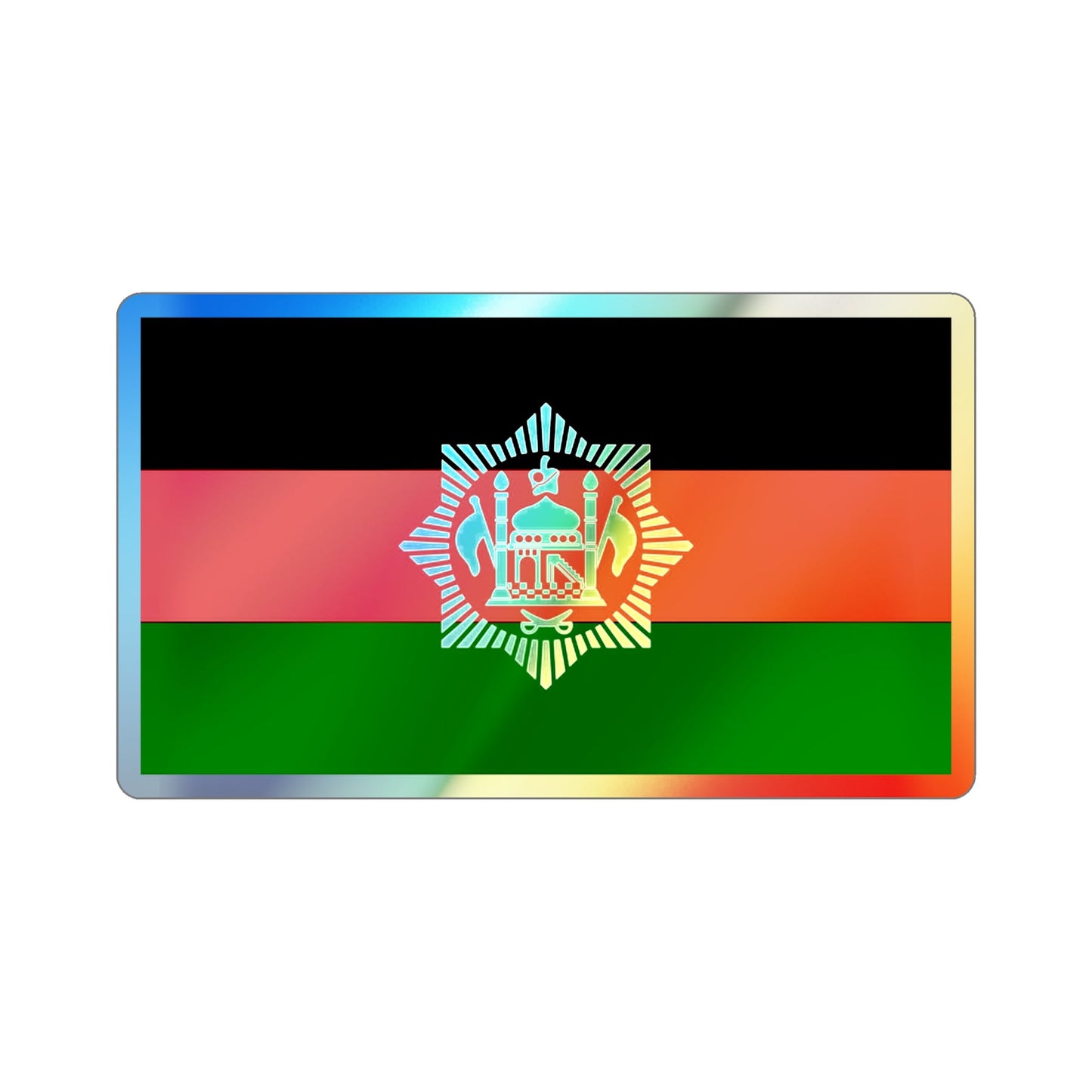 Flag of Afghanistan 1928 Holographic STICKER Die-Cut Vinyl Decal-2 Inch-The Sticker Space