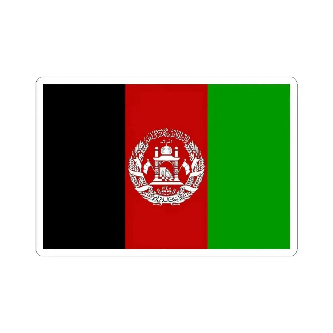 Flag of Afghanistan 2002-2004 3-2 (Afghanistan) STICKER Vinyl Kiss-Cut Decal 3 Inch White - The Sticker Space