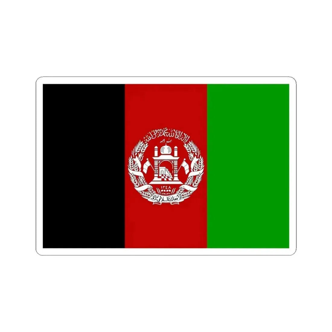 Flag of Afghanistan 2002-2004 3-2 (Afghanistan) STICKER Vinyl Kiss-Cut Decal 4 Inch White - The Sticker Space