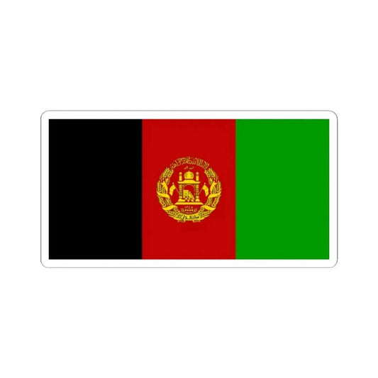 Flag of Afghanistan 2002-2004 variant with golden arms (Afghanistan) STICKER Vinyl Kiss-Cut Decal 2 Inch White - The Sticker Space