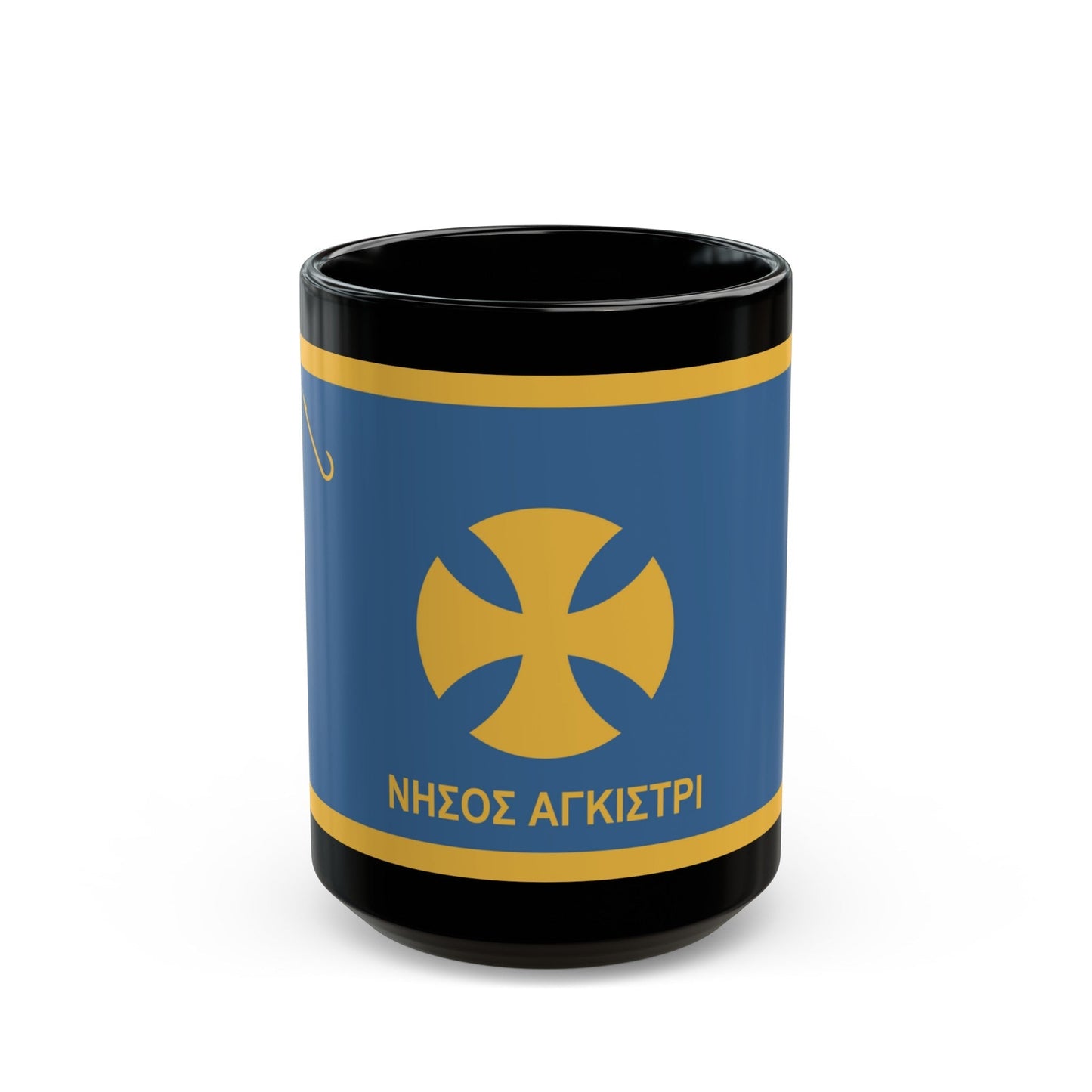 Flag of Agistri Island Greece - Black Coffee Mug-15oz-The Sticker Space