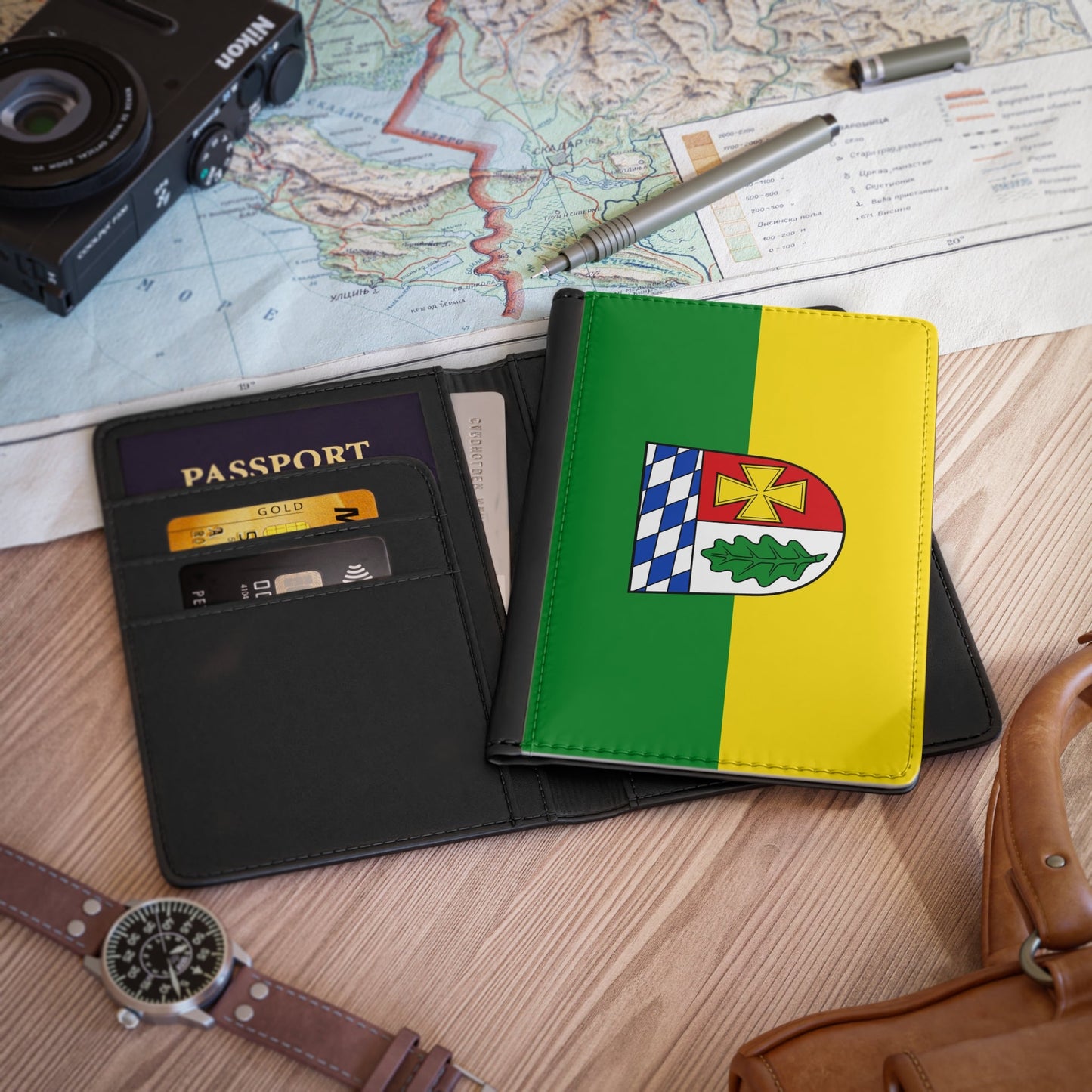 Flag of Aichach Friedberg Germany - Passport Holder-3.9" x 5.8"-The Sticker Space