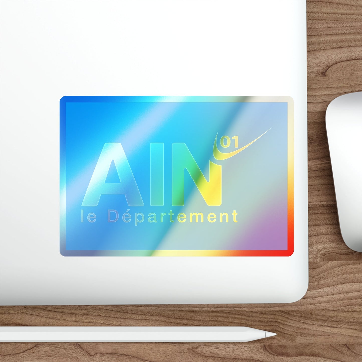 Flag of Ain France Holographic STICKER Die-Cut Vinyl Decal-The Sticker Space