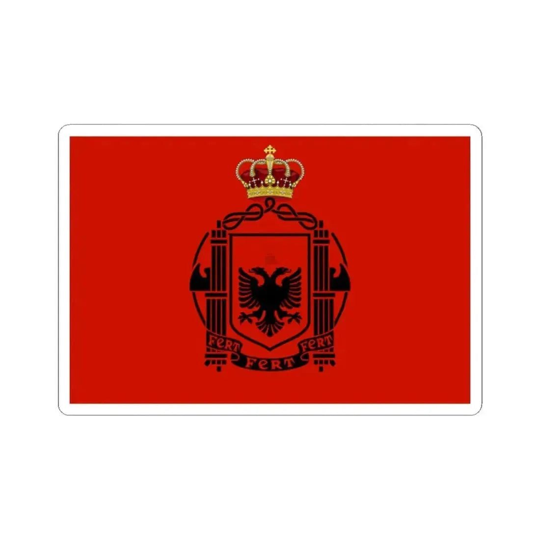 Flag of Albania 1939-1943 crowned (Albania) STICKER Vinyl Kiss-Cut Decal 2 Inch White - The Sticker Space