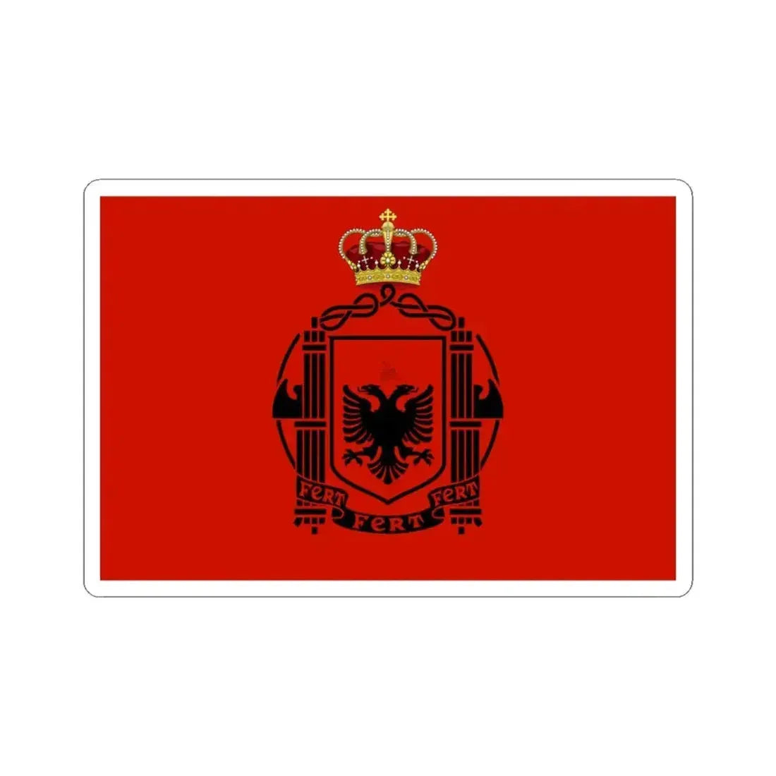 Flag of Albania 1939-1943 crowned (Albania) STICKER Vinyl Kiss-Cut Decal 3 Inch White - The Sticker Space