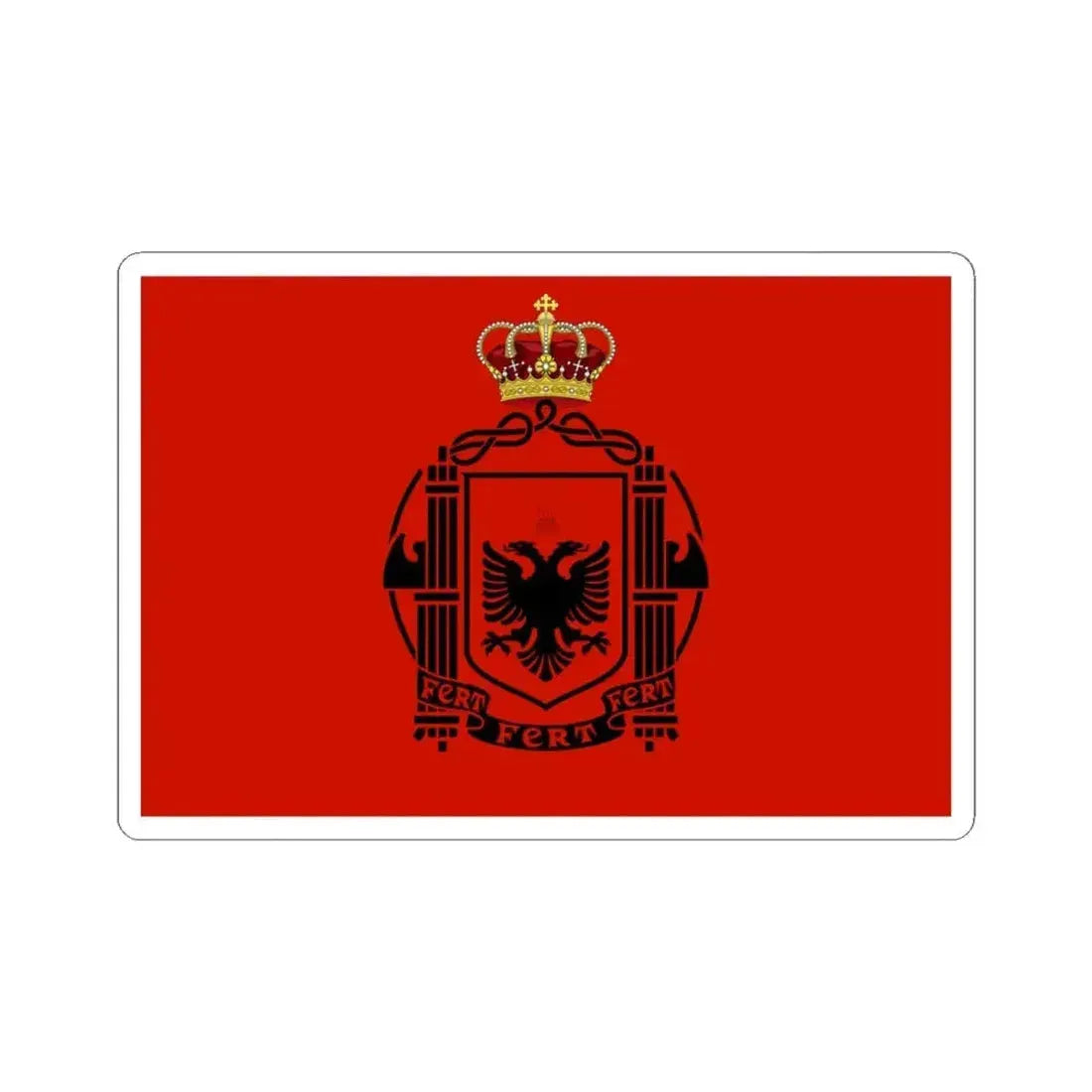 Flag of Albania 1939-1943 crowned (Albania) STICKER Vinyl Kiss-Cut Decal 4 Inch White - The Sticker Space