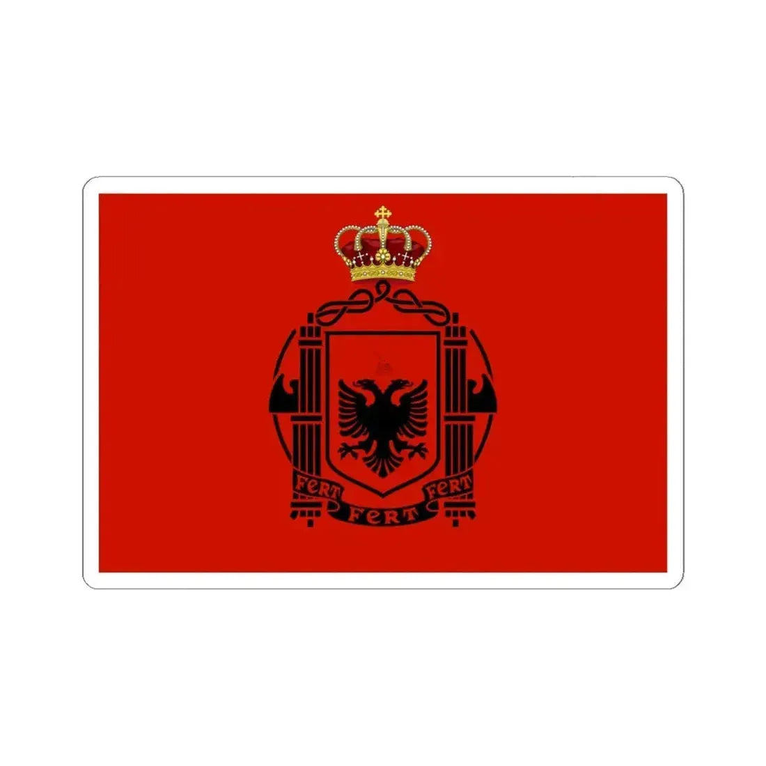 Flag of Albania 1939-1943 crowned (Albania) STICKER Vinyl Kiss-Cut Decal 6 Inch White - The Sticker Space