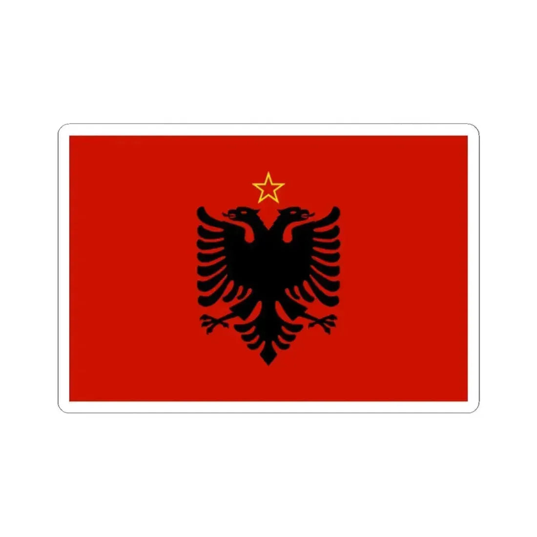 Flag of Albania 1946-1992 3-2 (Albania) STICKER Vinyl Kiss-Cut Decal 2 Inch White - The Sticker Space