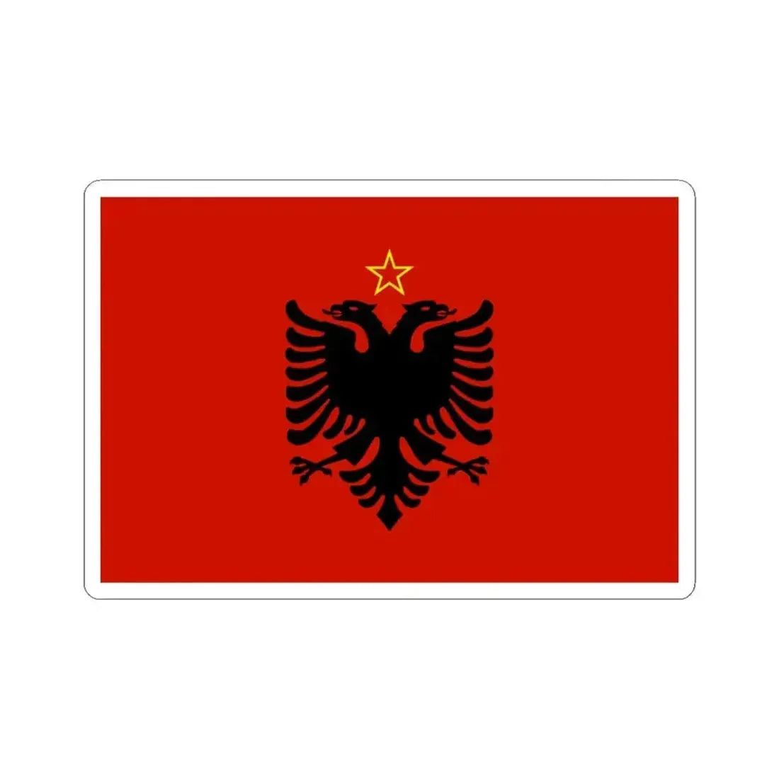 Flag of Albania 1946-1992 3-2 (Albania) STICKER Vinyl Kiss-Cut Decal 3 Inch White - The Sticker Space