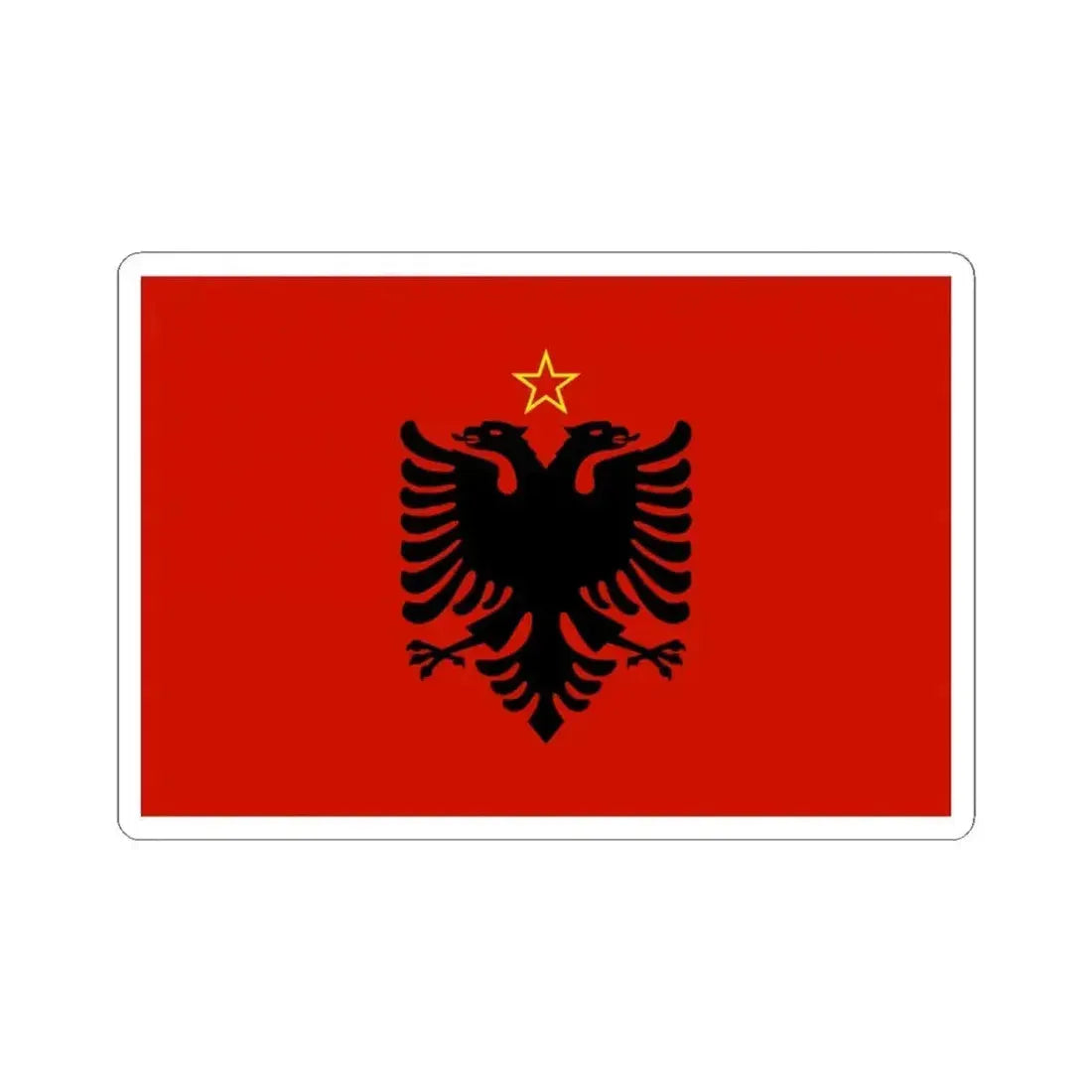 Flag of Albania 1946-1992 3-2 (Albania) STICKER Vinyl Kiss-Cut Decal 4 Inch White - The Sticker Space
