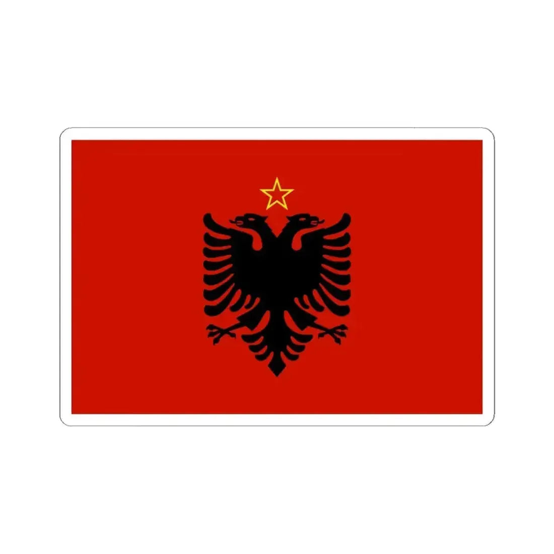 Flag of Albania 1946-1992 3-2 (Albania) STICKER Vinyl Kiss-Cut Decal 6 Inch White - The Sticker Space