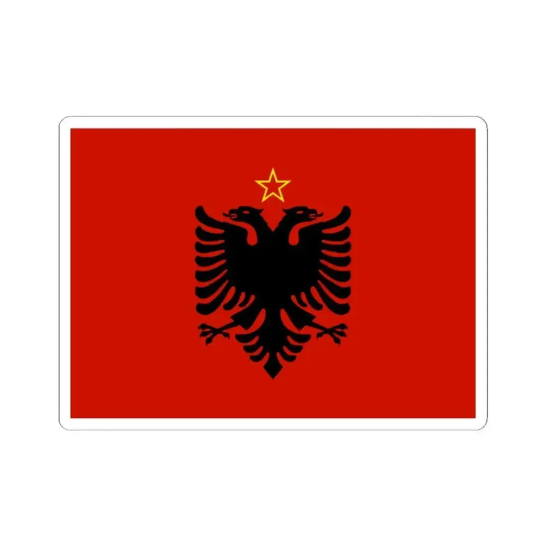 Flag of Albania 1946-1992 (Albania) STICKER Vinyl Kiss-Cut Decal 2 Inch White - The Sticker Space
