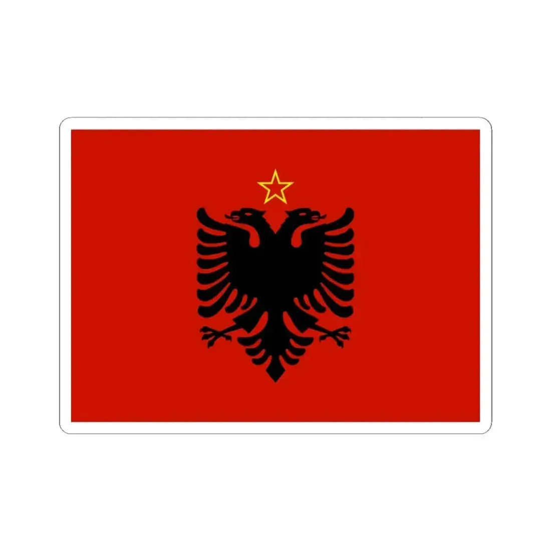 Flag of Albania 1946-1992 (Albania) STICKER Vinyl Kiss-Cut Decal 3 Inch White - The Sticker Space