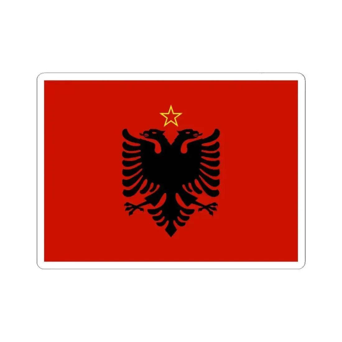 Flag of Albania 1946-1992 (Albania) STICKER Vinyl Kiss-Cut Decal 4 Inch White - The Sticker Space