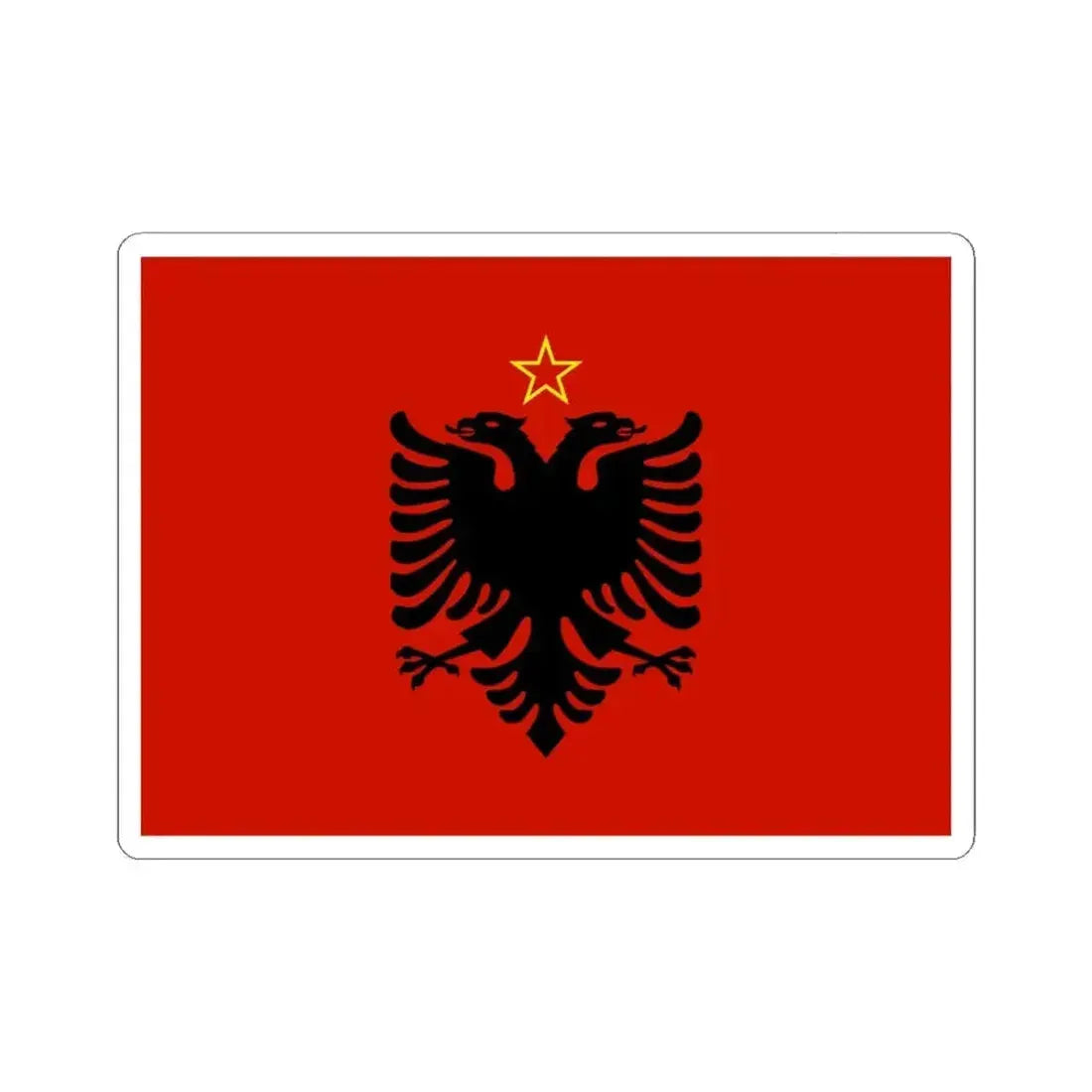 Flag of Albania 1946-1992 (Albania) STICKER Vinyl Kiss-Cut Decal 6 Inch White - The Sticker Space