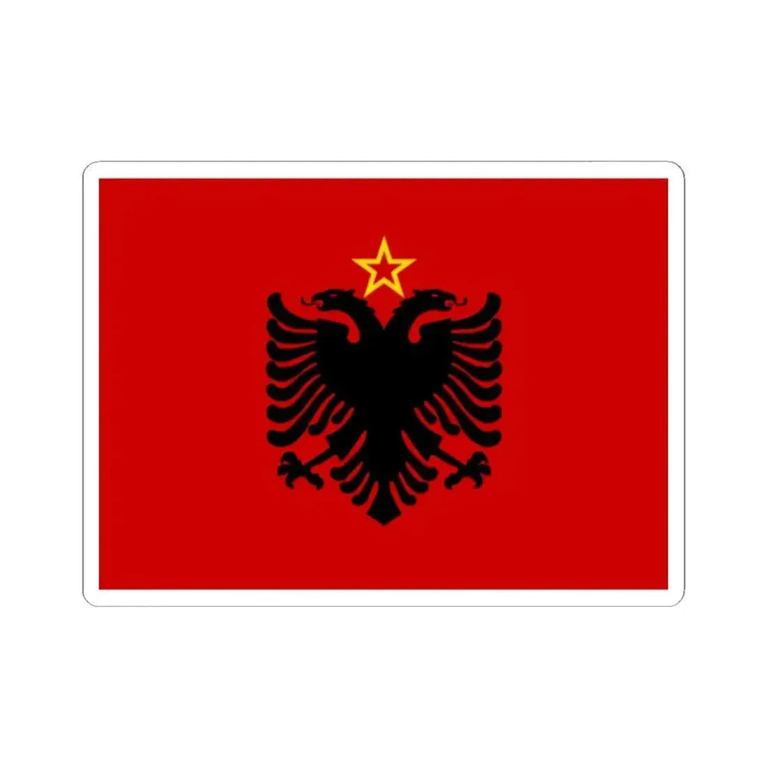 Flag of Albania 1946-1992 by UN (Albania) STICKER Vinyl Kiss-Cut Decal 2 Inch White - The Sticker Space