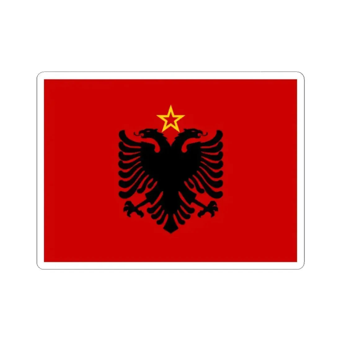 Flag of Albania 1946-1992 by UN (Albania) STICKER Vinyl Kiss-Cut Decal 3 Inch White - The Sticker Space