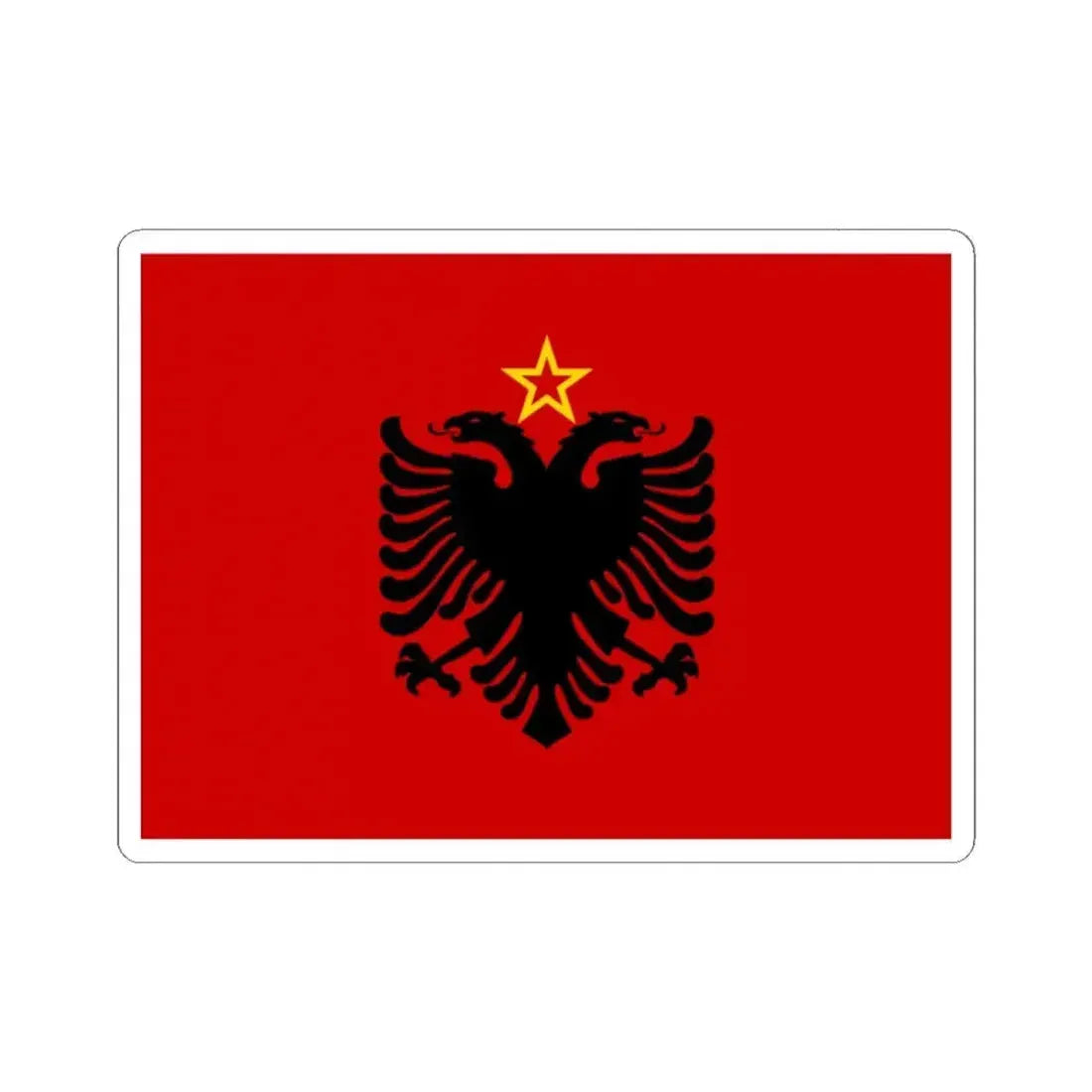 Flag of Albania 1946-1992 by UN (Albania) STICKER Vinyl Kiss-Cut Decal 4 Inch White - The Sticker Space