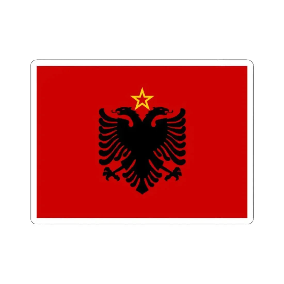 Flag of Albania 1946-1992 by UN (Albania) STICKER Vinyl Kiss-Cut Decal 6 Inch White - The Sticker Space