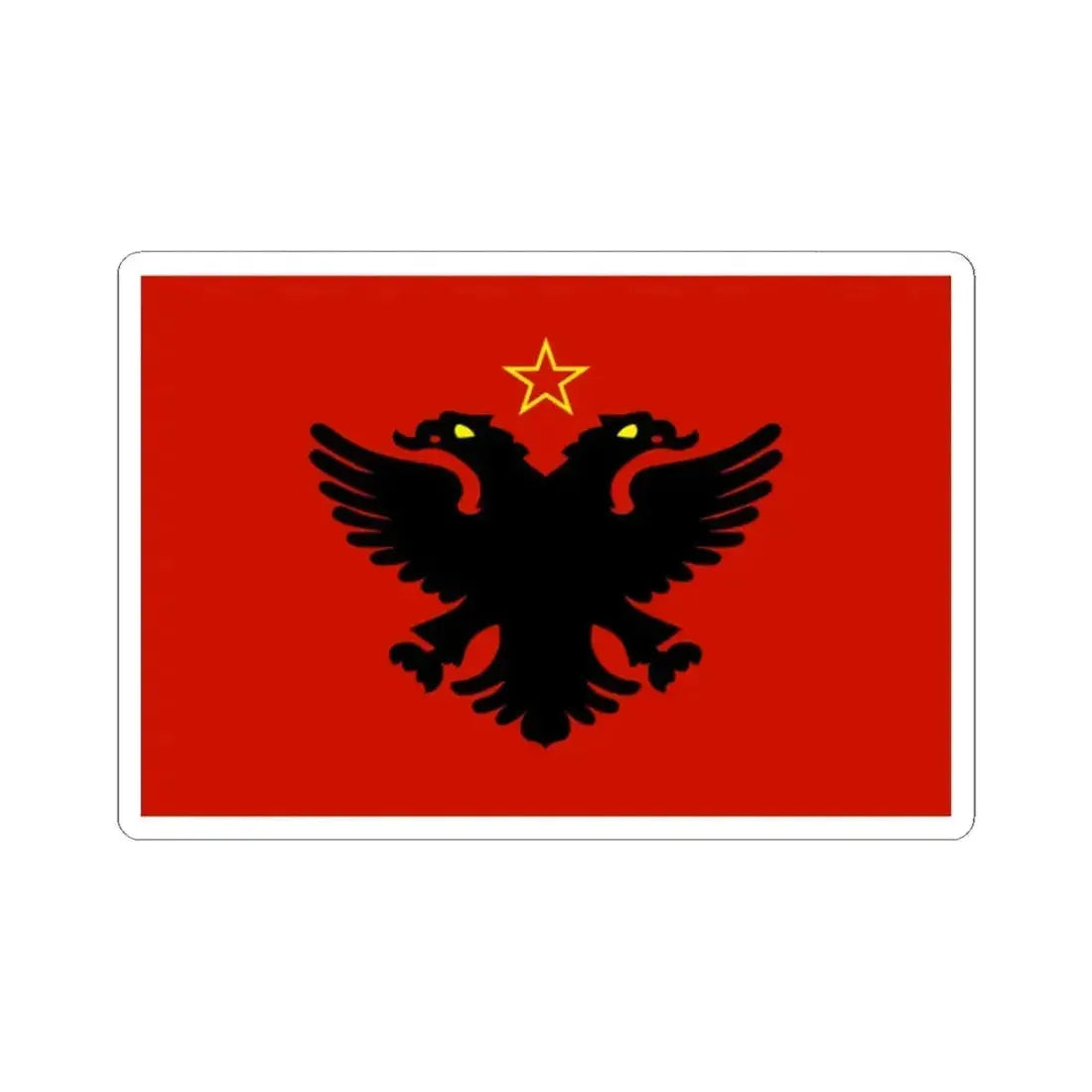 Flag of Albania 1946-1992 Variant (Albania) STICKER Vinyl Kiss-Cut Decal 2 Inch White - The Sticker Space