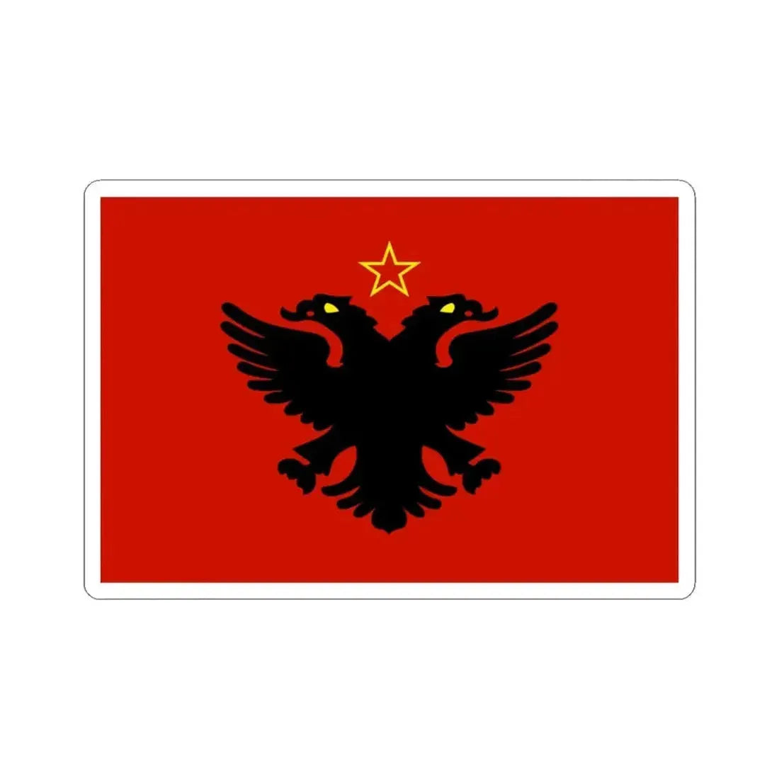 Flag of Albania 1946-1992 Variant (Albania) STICKER Vinyl Kiss-Cut Decal 3 Inch White - The Sticker Space