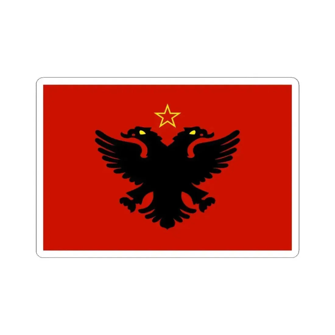 Flag of Albania 1946-1992 Variant (Albania) STICKER Vinyl Kiss-Cut Decal 4 Inch White - The Sticker Space