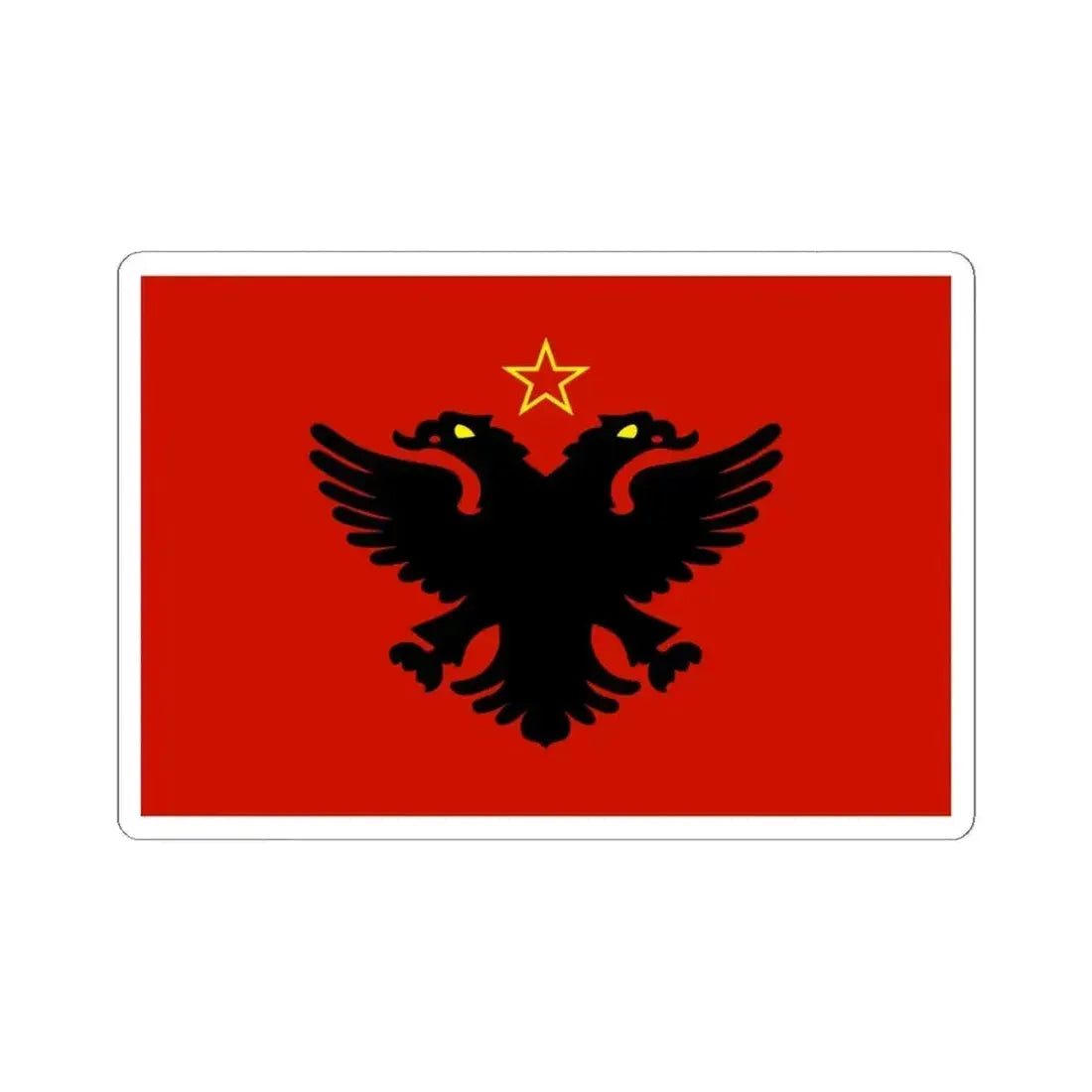 Flag of Albania 1946-1992 Variant (Albania) STICKER Vinyl Kiss-Cut Decal 6 Inch White - The Sticker Space