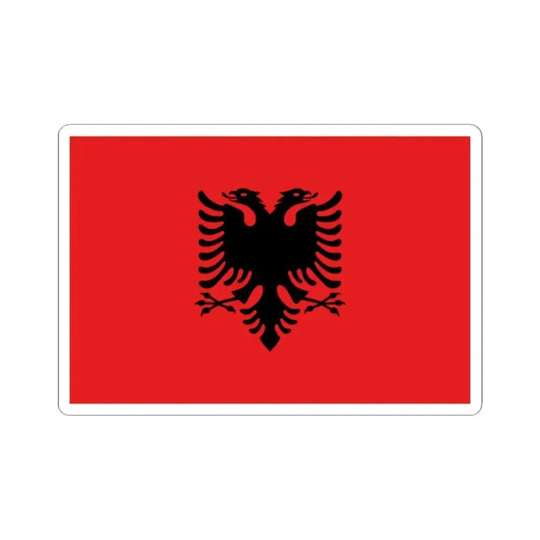 Flag of Albania 1992-2002 3-2 (Albania) STICKER Vinyl Kiss-Cut Decal 2 Inch White - The Sticker Space