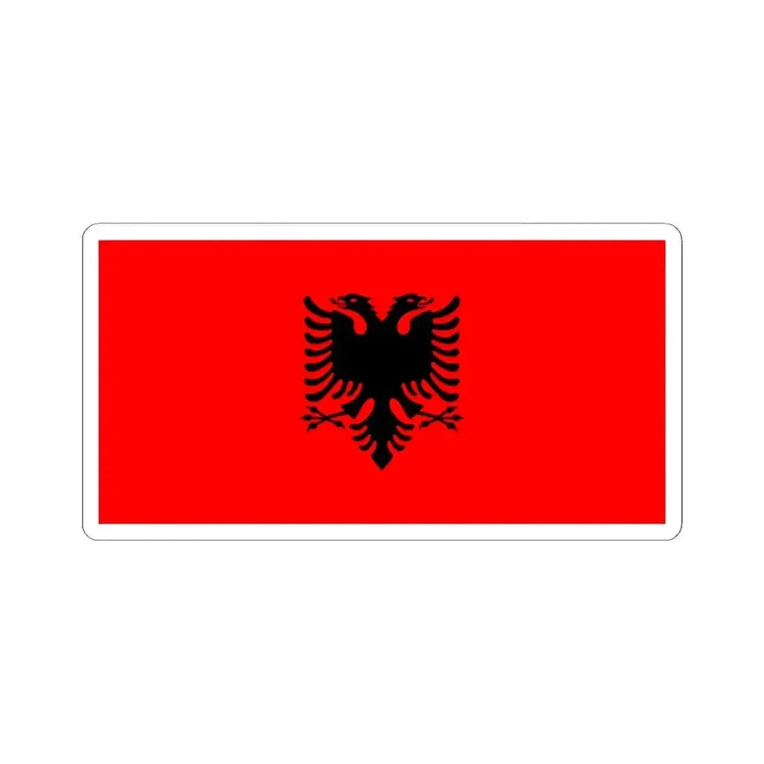 Flag of Albania 2-1 (Albania) STICKER Vinyl Kiss-Cut Decal 4 Inch White - The Sticker Space
