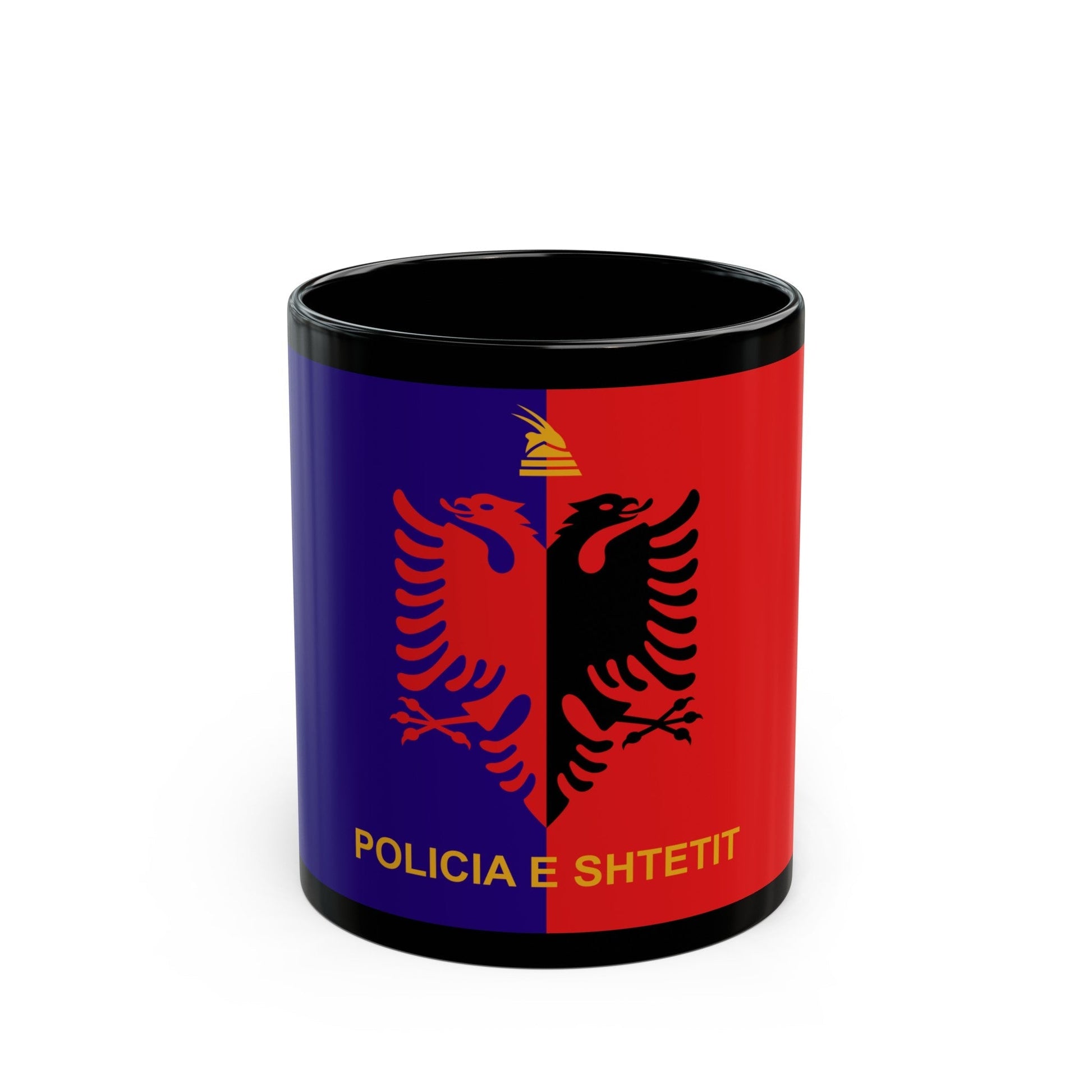 Flag of Albanian State Police - Black Coffee Mug-11oz-The Sticker Space