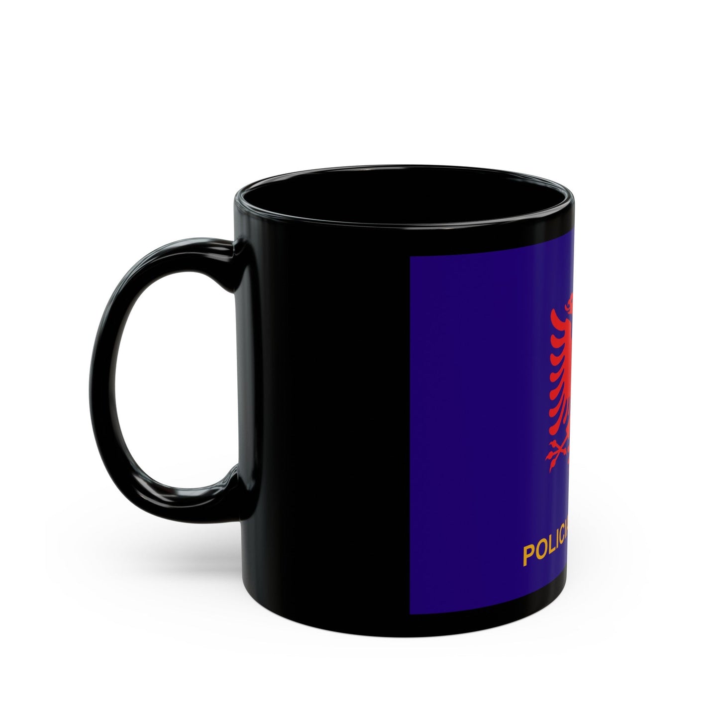 Flag of Albanian State Police - Black Coffee Mug-The Sticker Space