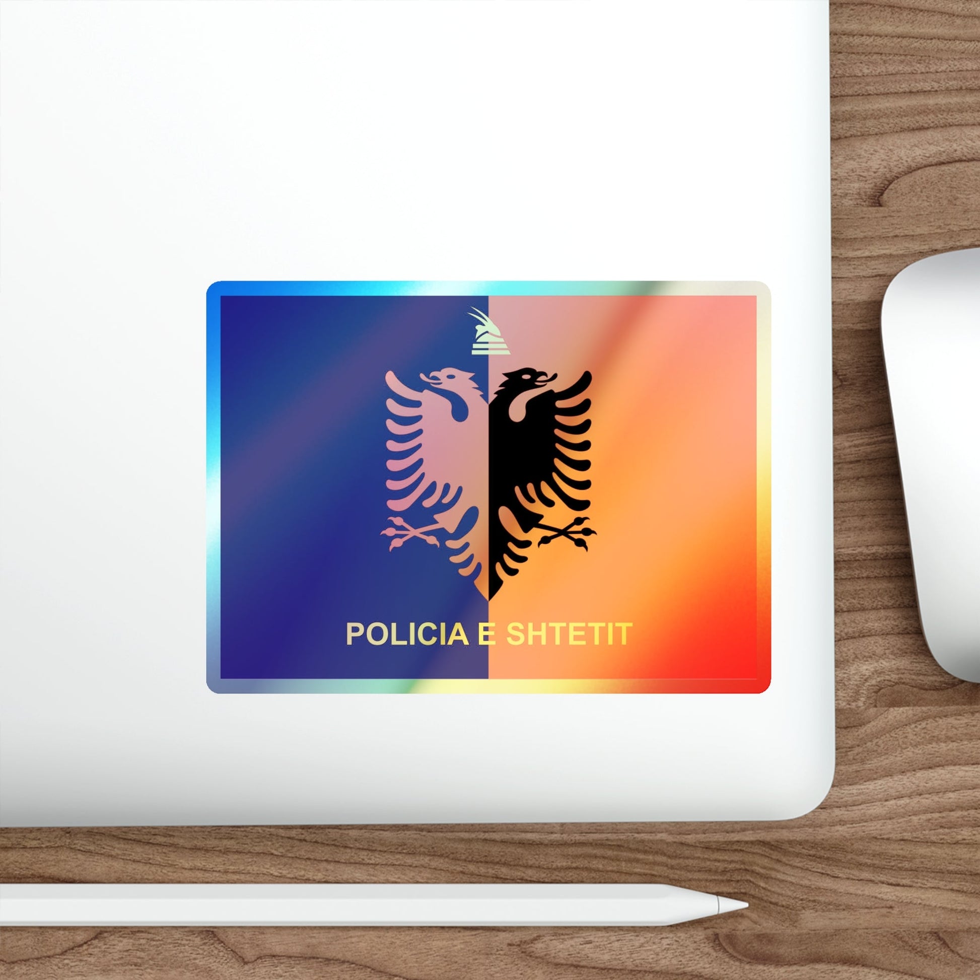 Flag of Albanian State Police Holographic STICKER Die-Cut Vinyl Decal-The Sticker Space