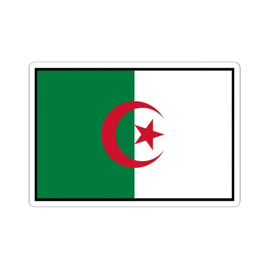 Flag of Algeria bordered (Algeria) STICKER Vinyl Kiss-Cut Decal 2 Inch White - The Sticker Space