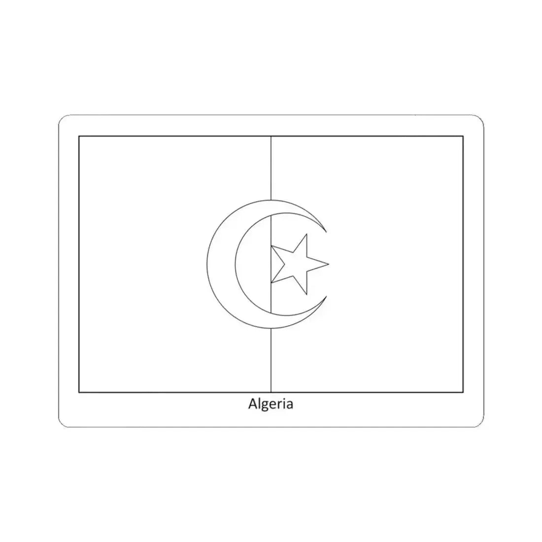 Flag of Algeria colouring page (Algeria) STICKER Vinyl Kiss-Cut Decal 3 Inch White - The Sticker Space