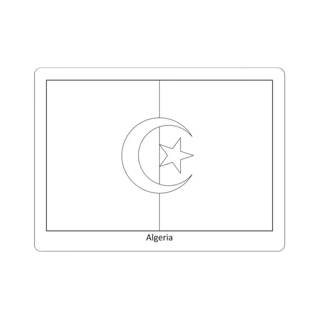 Flag of Algeria colouring page (Algeria) STICKER Vinyl Kiss-Cut Decal 4 Inch White - The Sticker Space