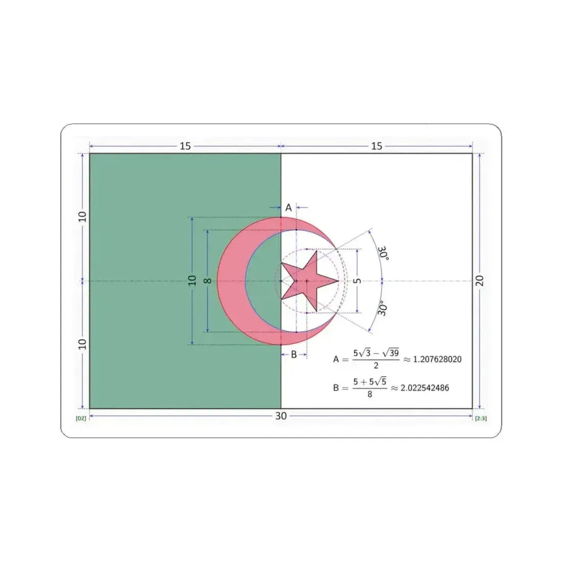 Flag of Algeria construction sheet (Algeria) STICKER Vinyl Kiss-Cut Decal 4 Inch White - The Sticker Space