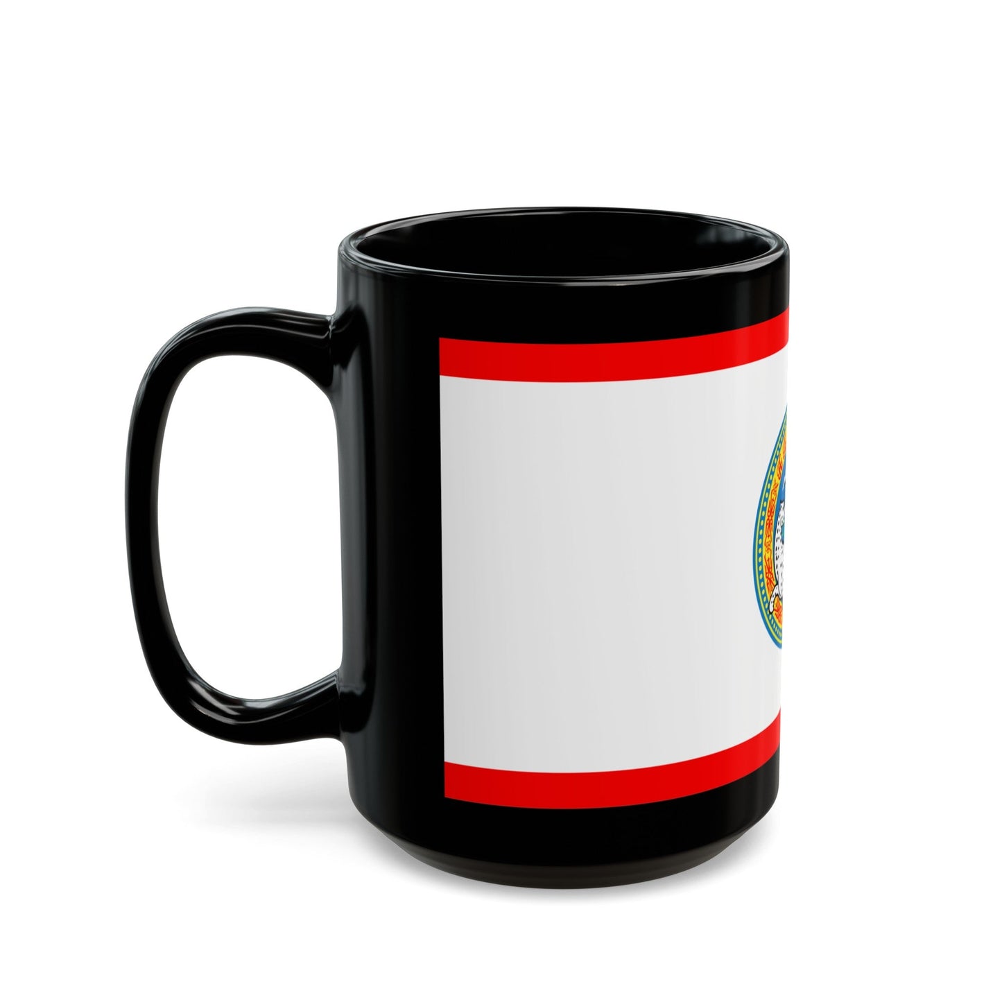 Flag of Almaty Kazakhstan - Black Coffee Mug-The Sticker Space