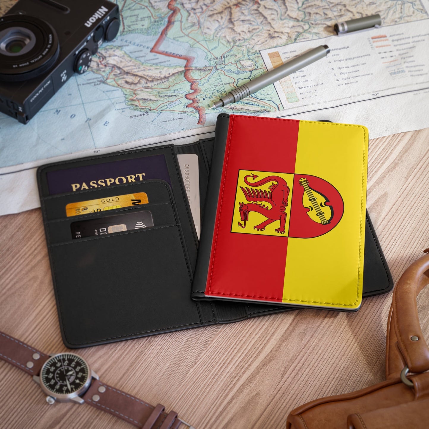 Flag of Alzey Worms Germany - Passport Holder-3.9" x 5.8"-The Sticker Space