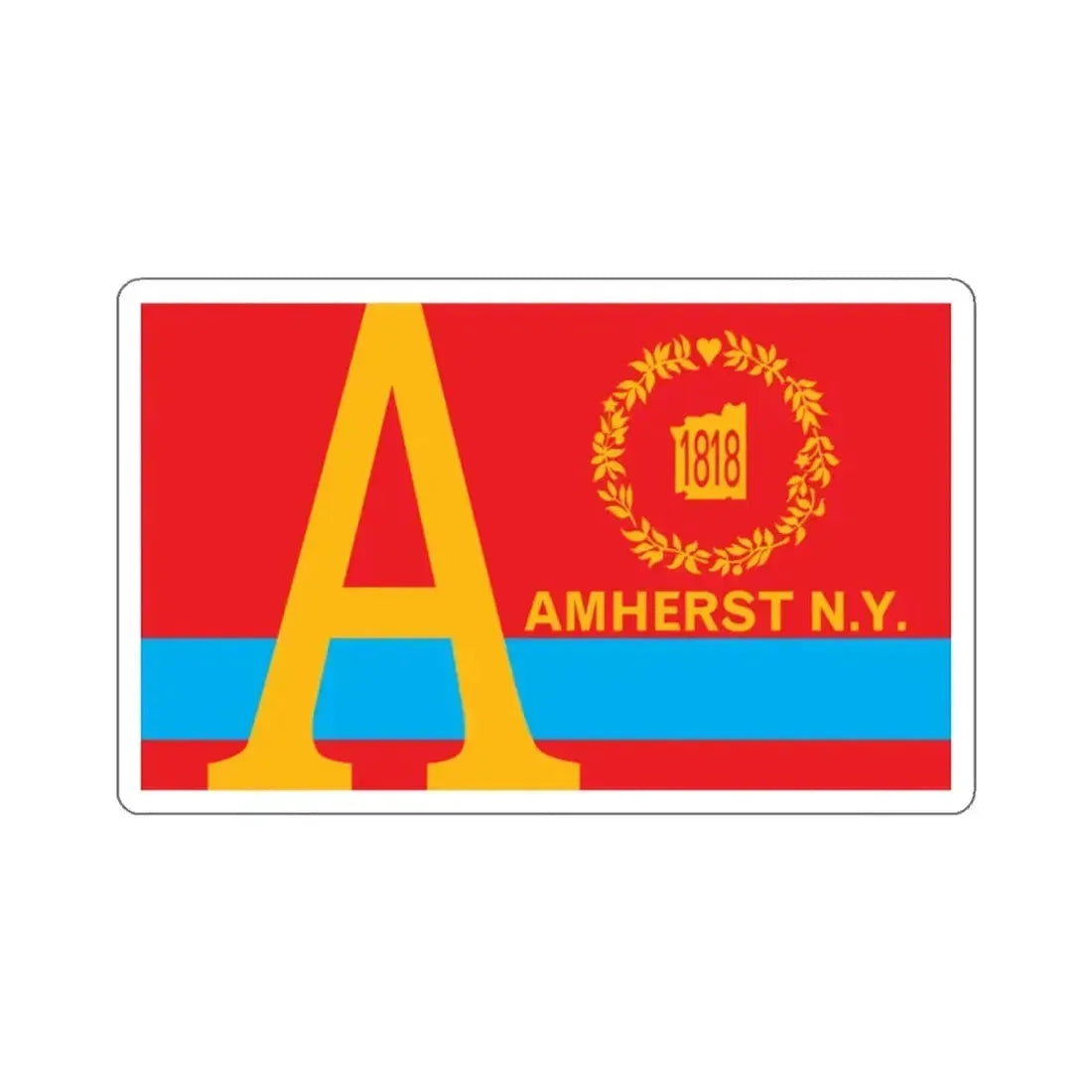 Flag of Amherst, New York - STICKER Vinyl Kiss-Cut Decal 2 Inch White - The Sticker Space