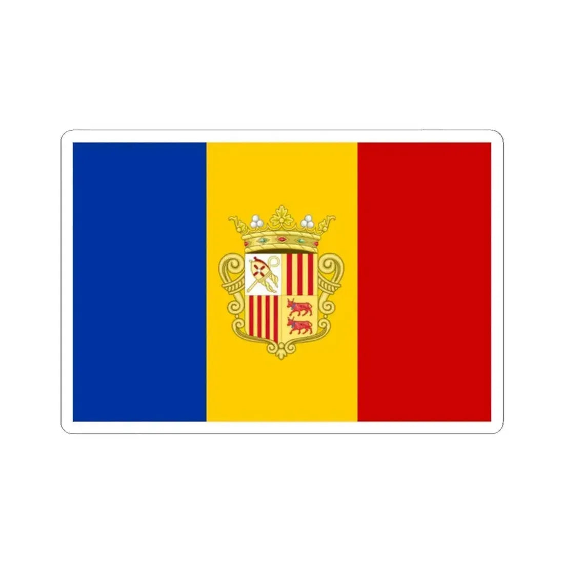 Flag of Andorra 1939-1949 3-2 (Andorra) STICKER Vinyl Kiss-Cut Decal 2 Inch White - The Sticker Space
