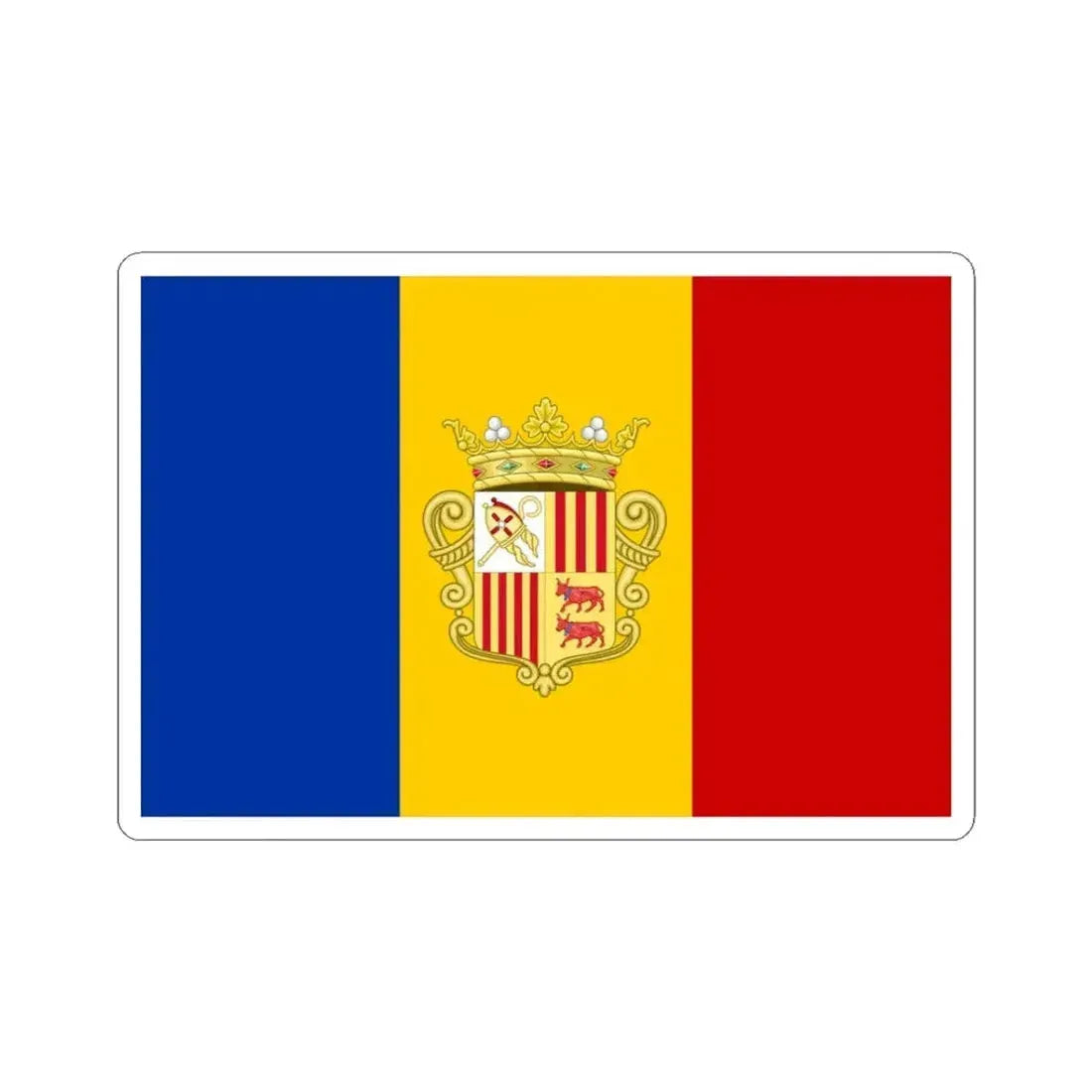 Flag of Andorra 1939-1949 3-2 (Andorra) STICKER Vinyl Kiss-Cut Decal 3 Inch White - The Sticker Space