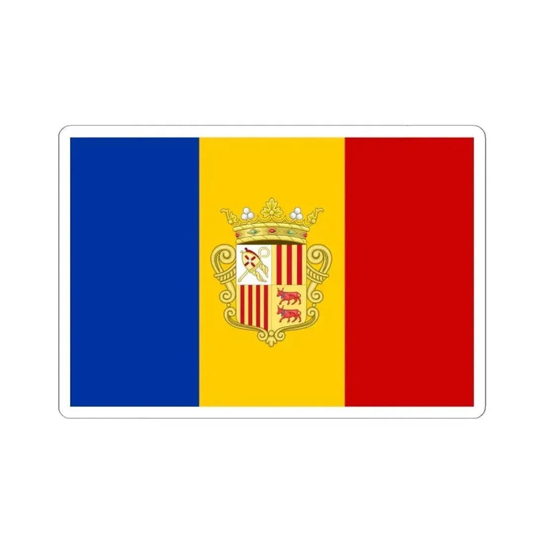 Flag of Andorra 1939-1949 3-2 (Andorra) STICKER Vinyl Kiss-Cut Decal 6 Inch White - The Sticker Space