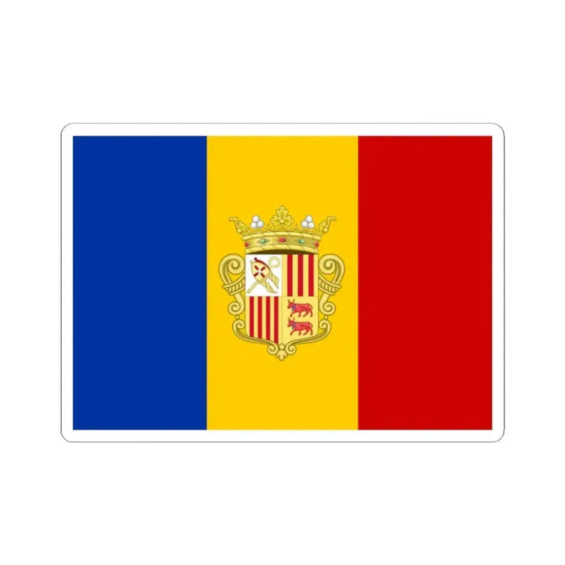 Flag of Andorra 1939-1949 (Andorra) STICKER Vinyl Kiss-Cut Decal 2 Inch White - The Sticker Space