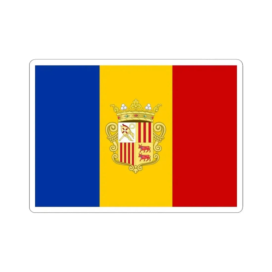 Flag of Andorra 1939-1949 (Andorra) STICKER Vinyl Kiss-Cut Decal 4 Inch White - The Sticker Space