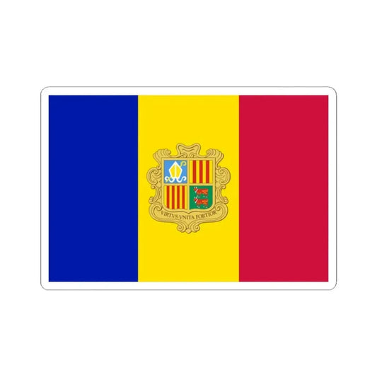 Flag of Andorra 1949-1959 3-2 (Andorra) STICKER Vinyl Kiss-Cut Decal 2 Inch White - The Sticker Space