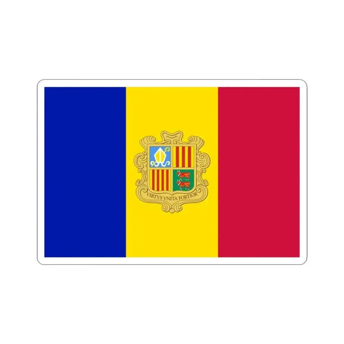 Flag of Andorra 1949-1959 3-2 (Andorra) STICKER Vinyl Kiss-Cut Decal 3 Inch White - The Sticker Space