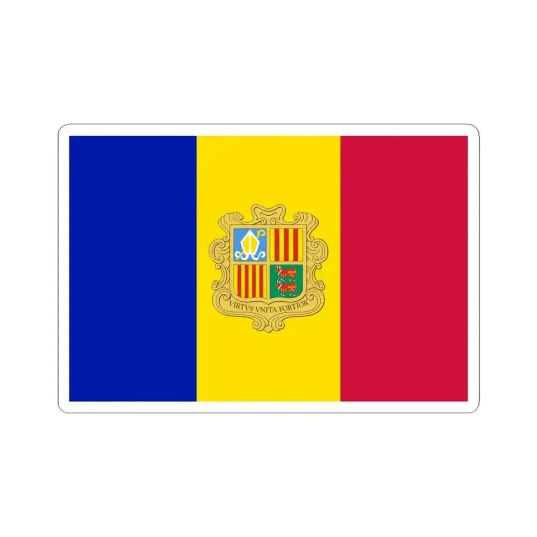 Flag of Andorra 1949-1959 3-2 (Andorra) STICKER Vinyl Kiss-Cut Decal 4 Inch White - The Sticker Space