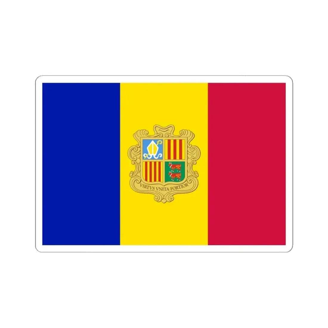 Flag of Andorra 1949-1959 3-2 (Andorra) STICKER Vinyl Kiss-Cut Decal 6 Inch White - The Sticker Space